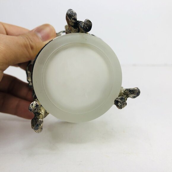 VTG Ormolu Ornate Cherubs Holding Opaline Bowl Small Flower Vase Candle Holder - Picture 12 of 12